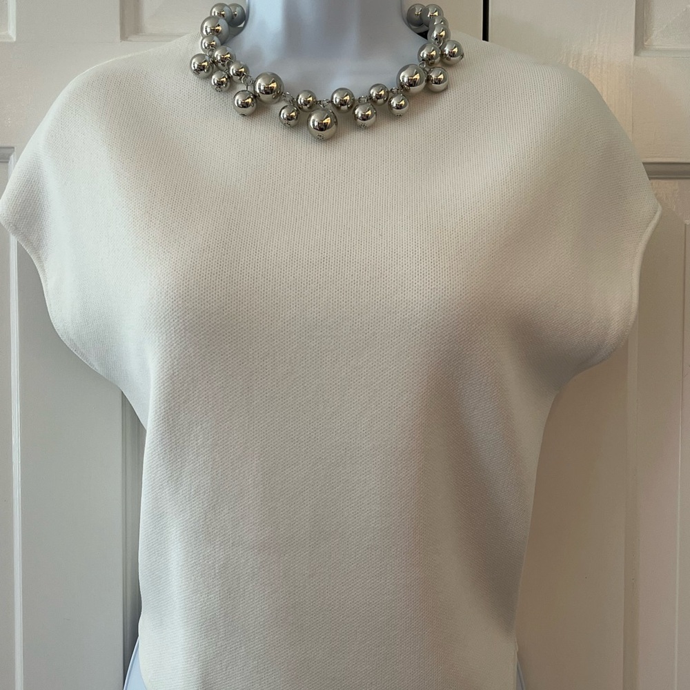 Zara Cream Short Sleeve Knit Top